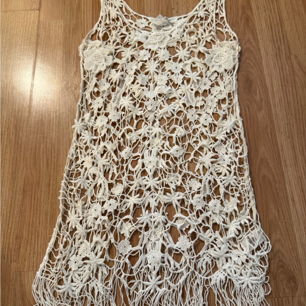 Free People Cream Crochet Lace Top